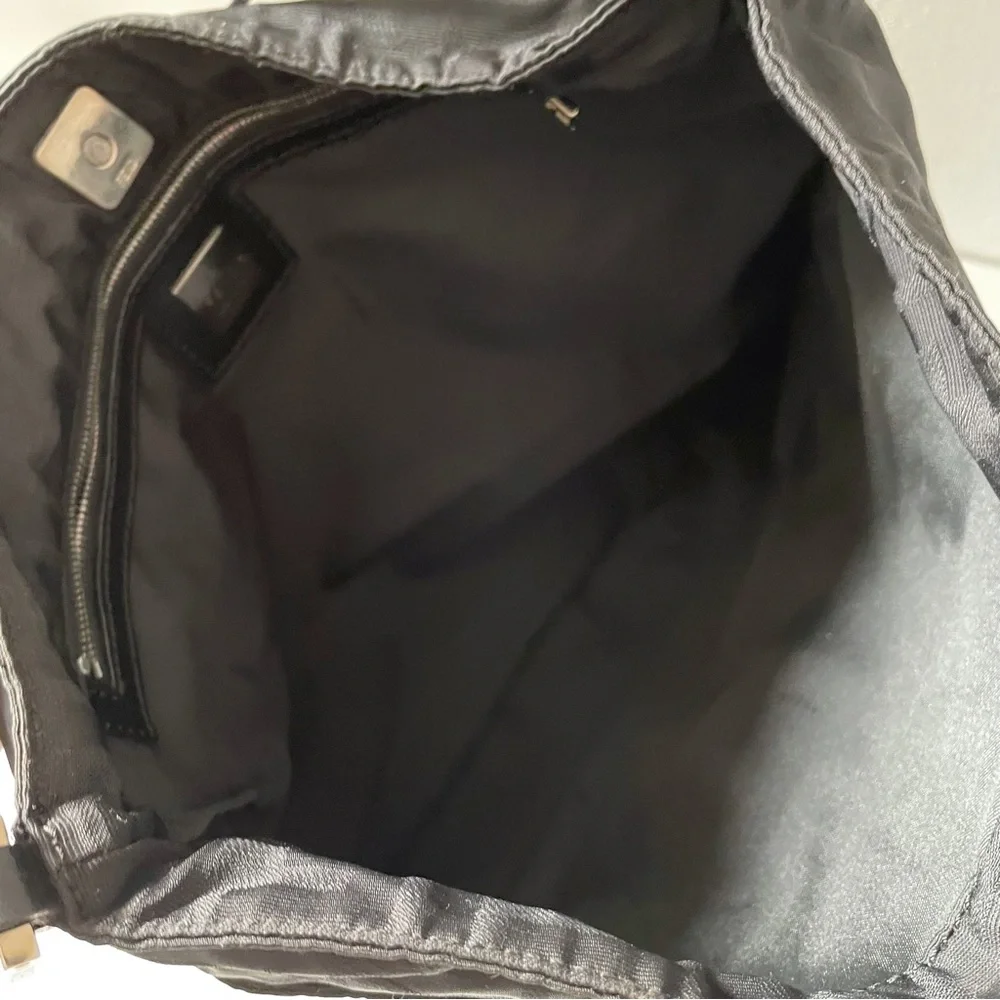 Fendi black monogram canvas large FF logo hobo shoulder bag